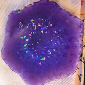 Resin Coaster Rough sides butterfly on back..handmade..